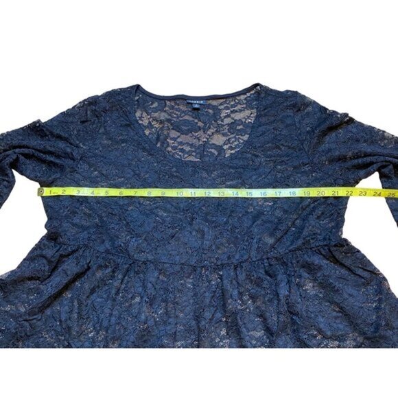 Torrid Babydoll Black Lace Long Sleeve Stretch‎ Top Womens Size 2 - Picture 7 of 8